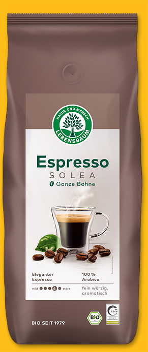 Bio Caffè Crema Solea ganze Bohne, 1 kg, Lebensbaum, aus kontrolliert biologischem Anbau