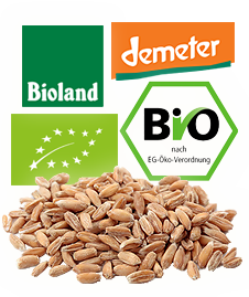 Bio-Getreide von der Spielberger Mühle, Biolandhof Nagel, Davert Mühle und Bohlsener Mühle