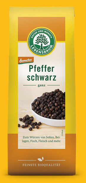 Schwarzer Pfeffer, Demeter, ganz, 50g, Lebensbaum, aus kontrolliert biologisch dynamischem Anbau