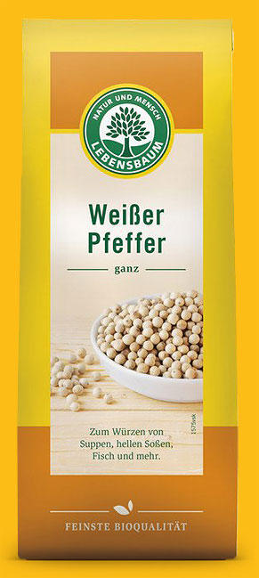 Weißer Pfeffer, ganz, 50g, Lebensbaum, aus kontrolliert biologischem Anbau