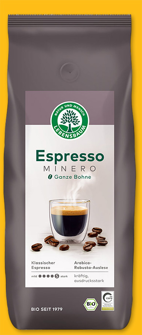 Espresso Minero ganze Bohne, 1 kg, Lebensbaum, aus kontrolliert biologischem Anbau
