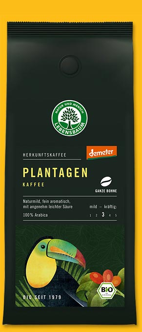 Bio Plantagen Kaffee ganze Bohne, 250 g, Lebensbaum, aus kontrolliert biologischem Anbau