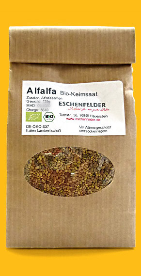 Keimsaat Alfalfa aus biologischem Anbau