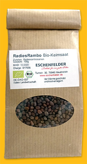 Keimsaat Radieschen Rambo aus biologischem Anbau