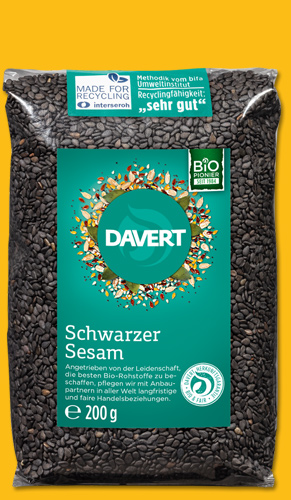 Schwarzer Sesam 200g,  Davert, Bio Schwarzer Sesam